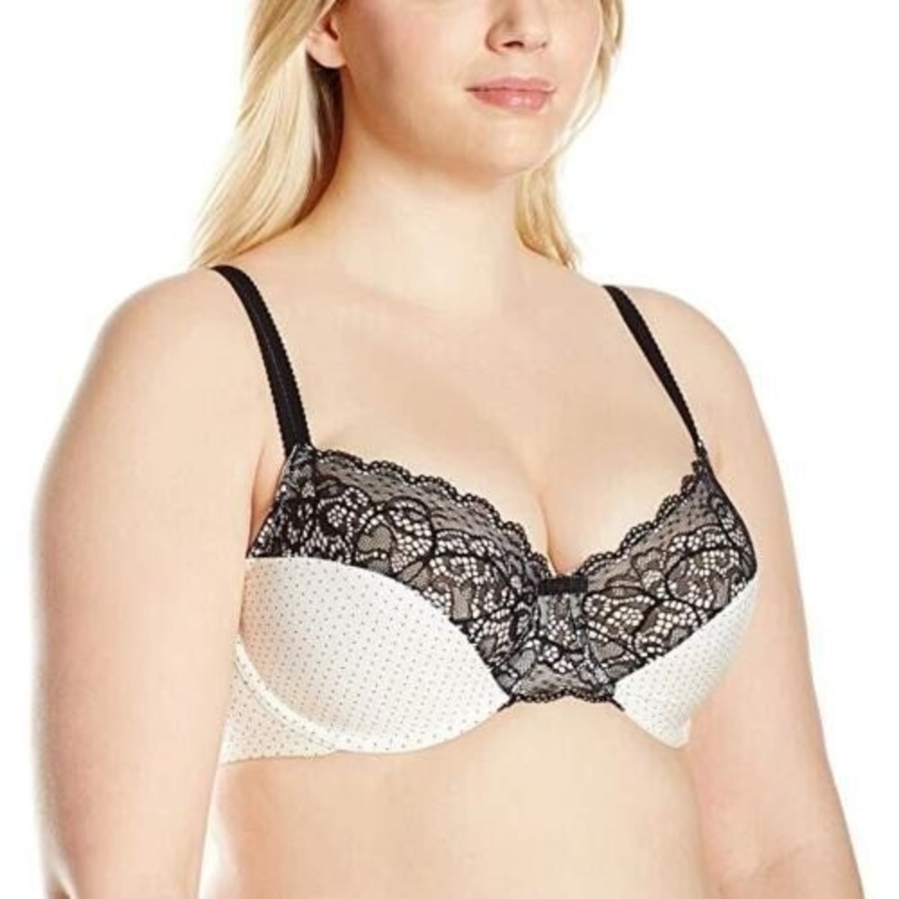 Bali Designs Lace Desire Back Smoothing Underwire‎ Whisper Micro Dot Bra 32C